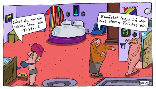 Cartoon: Bad (medium) by Leichnam tagged frickel,herr,heiß,bad,einlassen,tristan,nackt,lässig,locker,ehe