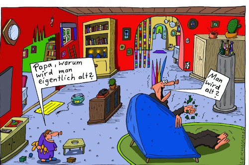 Cartoon: Der Punk (medium) by Leichnam tagged punk,musik,punker,sohn,söhnchen,vati,papa,vater,alt,alter,jung,kind,kindheit,leichnam,leichnamcartoon,wohnraum,wohnzimmer