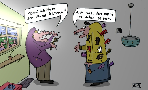 Cartoon: Dia Anfrage (medium) by Leichnam tagged die,anfrage,kämme,pflege,mund,schon,selber