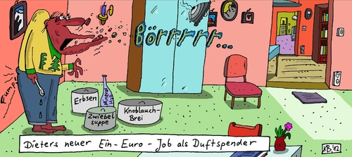 Cartoon: Dieter (medium) by Leichnam tagged dieter,börrrrr,erbsen,knoblauch,brei,zwiebeln,ein,euro,job,duftspender,fump,arbeitsagentur,tätigkeit,beschäftigung