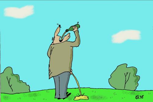 Cartoon: Durchlauf (medium) by Leichnam tagged durchlauf,pinkeln,wiese,flasche,trinken,pieseln