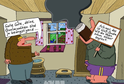 Cartoon: eingeschüchtert (medium) by Leichnam tagged eingeschüchtert,gute,güte,qualmwolken,zigarre,rauchen,raucher,paffen,zwei,herren,leichnam,leichnamcartoon