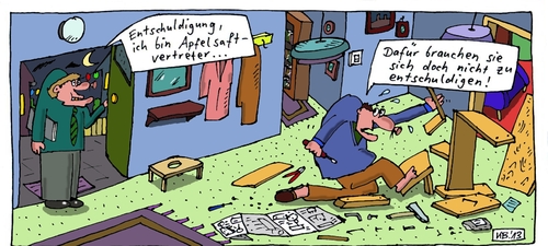 Cartoon: Entschuldigung (medium) by Leichnam tagged entschuldigung,vertreter,apfelsaft,beschäftigt