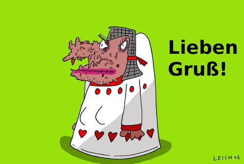 Cartoon: Geschminkt! (medium) by Leichnam tagged geschminkt,schabracke