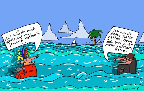 Cartoon: Gewässer (medium) by Leichnam tagged gewässer,punk,nicht,mehr,zu,retten,ratte,ralle,meer,ozean,südsee