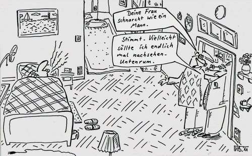 Cartoon: Gewissheit schaffen (medium) by Leichnam tagged gewissheit,schnarchen,rapüh,ehe,schlafzimmer,leichnam