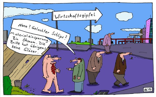 Cartoon: Gipfelstürmer (medium) by Leichnam tagged gipfelstürmer,gelochter,schlips,materialeinsparung,ökonom,brillengläser,spitzenkräfte,krawatte