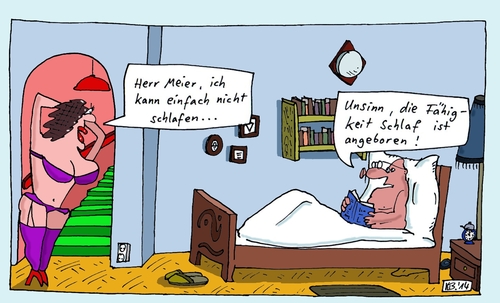Cartoon: Herr Meier (medium) by Leichnam tagged herr,meier,schlaf,unfähig,angeboren,schlafraum,bettgeschichten