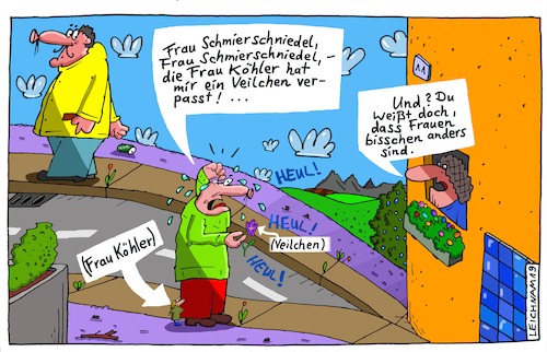 Cartoon: HEUL! (medium) by Leichnam tagged heul,schmierschniedel,köhler,anders,klein,winzig,veilchen,blümchen,leichnam,leichnamcartoon