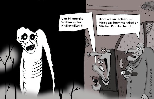Cartoon: Horror (medium) by Leichnam tagged horror,kalkweiß,nacht,nebel,spuk,entsetzen,mister,kunterbunt,leichnam,leichnamcartoon