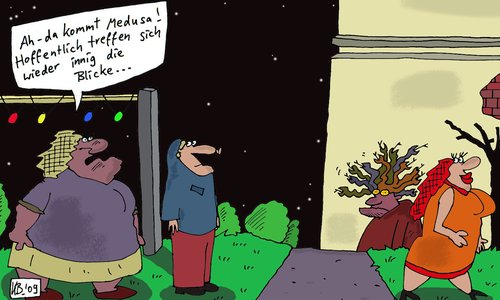 Cartoon: Innige Blicke (medium) by Leichnam tagged innig,blicke,medusa,gorgone,nacht,eheweib,eifersucht