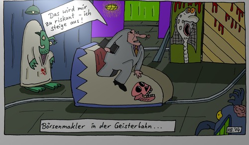 Cartoon: Kähnchen (medium) by Leichnam tagged kähnchen,geisterbahn,schausteller,börsenmakler,risiko,ausstieg
