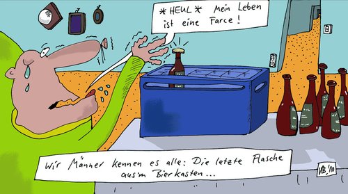 Cartoon: Kasten (medium) by Leichnam tagged kasten,männer,bier,flasche,kerle,heul,leben,farce,unnütz