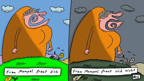 Cartoon: Mampel (medium) by Leichnam tagged frau,mampel,freude,gegensätze