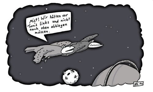 Cartoon: Mist! (medium) by Leichnam tagged mist,links,rechts,oben,unten,vögel,vogelzug,weltall,weltraum,universum,falsch