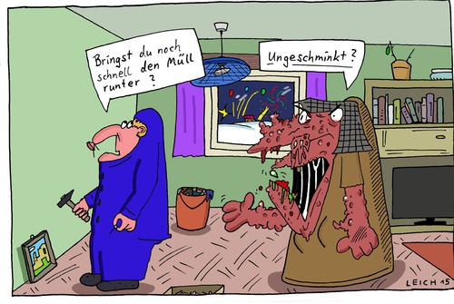 Cartoon: Müll (medium) by Leichnam tagged eitelkeit,ungeschminkt,helfen,ehe,schabracke,müll