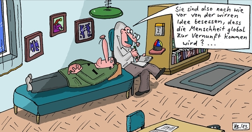 Cartoon: nach wie vor (medium) by Leichnam tagged nach,wie,vor,psychiater,couch,menschheit,global,besessen,vernunft,wirr,irr