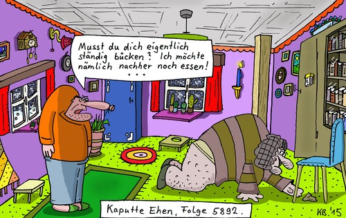 Cartoon: nachher (medium) by Leichnam tagged nachher,essen,speisen,kaputte,ehen,gatte,gattin,bein,zeigen,bücken,etwas,aufheben,vorwurf,ekel,abscheu