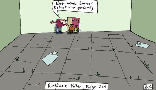 Cartoon: Neues Zimmer (medium) by Leichnam tagged neues,kinderzimmer,rustikale,väter,robust,und,geräumig,schlafstatt