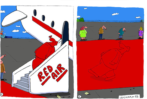 Cartoon: RED AIR (medium) by Leichnam tagged red,air,flugzeug,rot,teppich,leichnam,leichnamcartoon