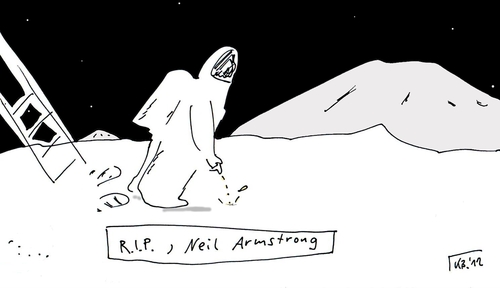 Cartoon: R.I.P. (medium) by Leichnam tagged tod,neil,armstrong,mond,erster,apollo