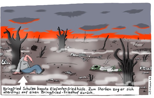 Cartoon: Ruhe (medium) by Leichnam tagged ruhe,bringfried,totenacker,friedhof,elefanten,sterben,tod,rückzug,leichnam,leichnamcartoon