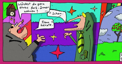 Cartoon: schon (medium) by Leichnam tagged schon,farbärmer,bunt,heirat