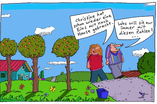 Cartoon: Schon wieder (medium) by Leichnam tagged christine,zensur,eins,schule,eltern,schulnote,zahlen,leichnam,leichnamcartoon