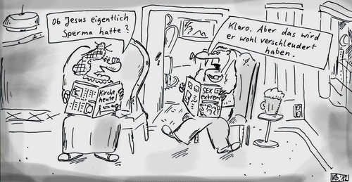 Cartoon: Sinnierung am Abend (medium) by Leichnam tagged sinnierung,am,abend,jesus,sperma,kirche