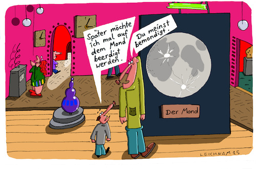Cartoon: Später (medium) by Leichnam tagged später,vater,sohn,ausstellung,mond,beerdigung,leichnamcartoon