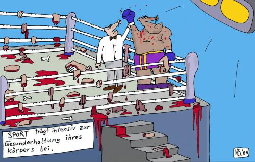 Cartoon: Sport ist ... (medium) by Leichnam tagged sport,boxen,ring,ringrichter,gesunderhaltung,körper,blut,mord