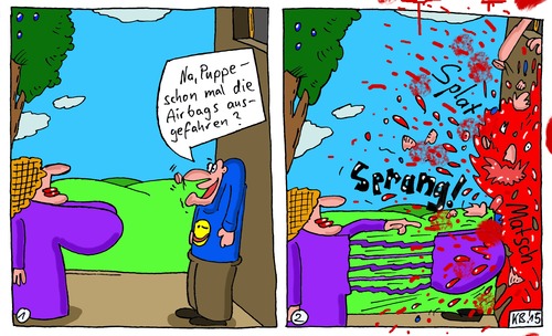 Cartoon: Sprang! (medium) by Leichnam tagged sprang,airbags,frechheit,rache,strafe,splatter,matsch