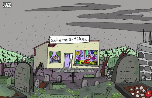 Cartoon: Stiller Totenacker (medium) by Leichnam tagged scherzartikel,totenacker,friedhof,stille,gräber,grabstein