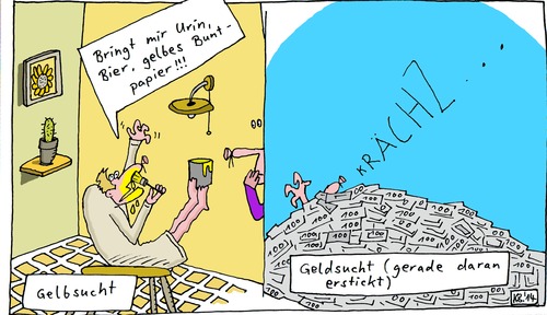 Cartoon: Süchte (medium) by Leichnam tagged süchte,gelb,urin,bier,buntpapier,krächz,bringt,mir