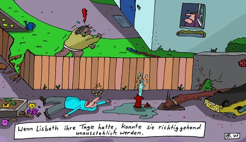 Cartoon: Tage (medium) by Leichnam tagged tage,lisbeth,wütend,zornig,verwüstung,zerstörung,vernichtung