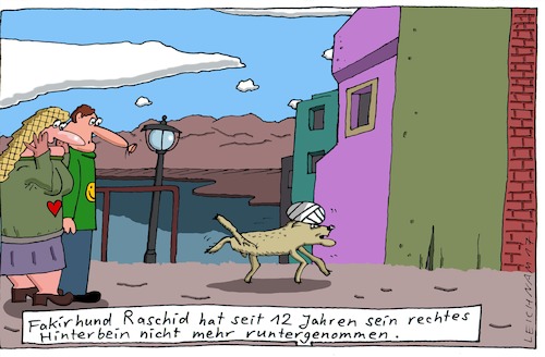 Cartoon: Tier (medium) by Leichnam tagged tier,fakir,fakirhund,raschid,hinterbein,turban,seit,12,jahren