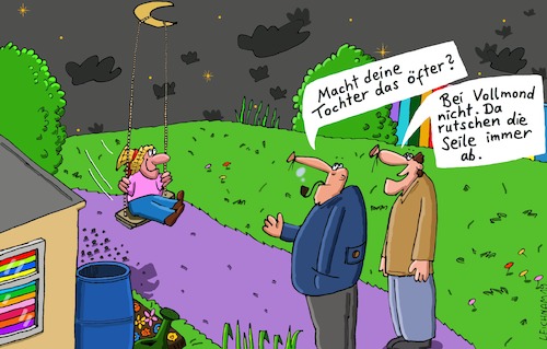 Cartoon: Tochter (medium) by Leichnam tagged tochter,mondschaukel,seile,vater,vollmond,mondsichel,öfter,nacht,sterne,mond,leichnam,leichnamcartoon