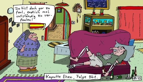 Cartoon: träge (medium) by Leichnam tagged träge,faul,verfaulen,verrotten,sofa,ehe,kaputt,lustlos,erzürnt