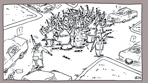 Cartoon: Verkehrspolizei (medium) by Leichnam tagged verkehrspolizei,stvo,regelung,autos,kreuzung,straßenverkehr,polizei,manuelle
