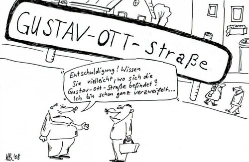 Cartoon: Verwirrt (medium) by Leichnam tagged verwirrt,ott,gustav,straße,frage,stadt,weg,verzweifelt