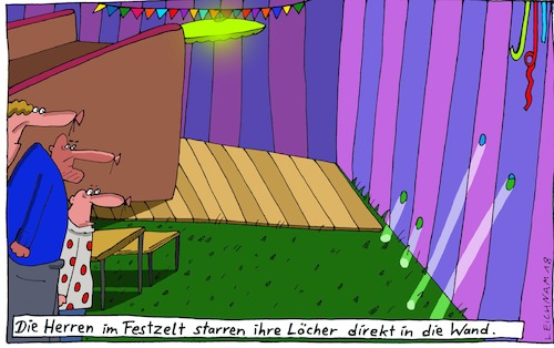 Cartoon: Warum nicht? (medium) by Leichnam tagged festzelt,bierzelt,herren,starren,löcher,wand,leichnam,leichnamcartoon