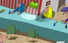 Cartoon: am Tisch (small) by Leichnam tagged am,tisch,geizhals,getränke,alk,nichts,abgeben,schlecht,gelaunt,muffel,alleine,für,mich,käfig,gitter,gedeckter,feierlichkeit