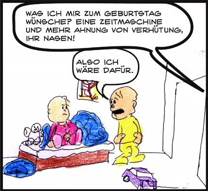 Cartoon: geburtstagswunsch einer mutter (medium) by kusubi tagged geburtstag,mutter,kinder,wünsche,verhütung