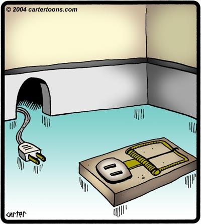 Cartoon: Outlet trap (medium) by cartertoons tagged electrical,outlet,plug,mouse,trap,hole