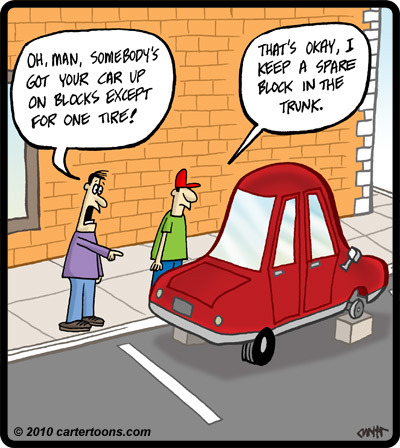 Cartoon: Spare Block (medium) by cartertoons tagged crime,car,street,tires