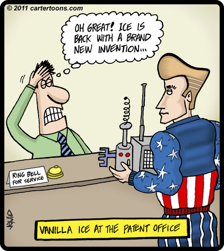 Cartoon: Vanilla Ice Patent (medium) by cartertoons tagged vanilla,ice,patent,office,invention