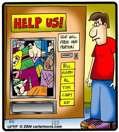 Cartoon: Vending People (medium) by cartertoons tagged vending,machine,people,stuck,help