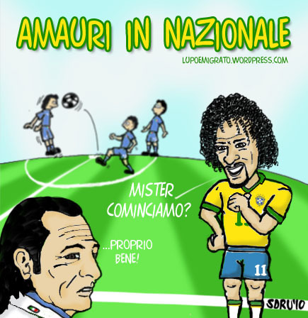 Cartoon: Amauri convocato in nazionale (medium) by sdrummelo tagged calcio,nazionale,italia,brasile,amauri,prandelli