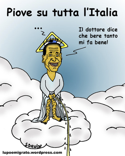 Cartoon: It-s raining all over Italy (medium) by sdrummelo tagged silvio,berlusconi,rain,pioggia
