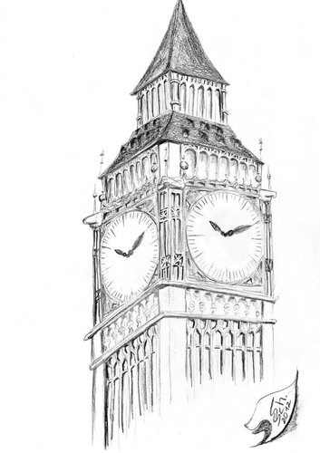 Cartoon: Big Ben (medium) by swenson tagged london,bigben,big,ben,england,gb,great,bitania,united,kingdom,uk